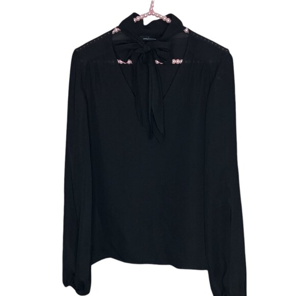 Moda International Tops - Vintage 90s 00s Y2K Moda International Victoria's Secret S Black Silk Bow Top